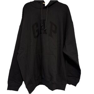 Gap Men's X-Large XL‎ Arch Logo Hoodie Sweatshirt Black Oversized Relaxed NWT